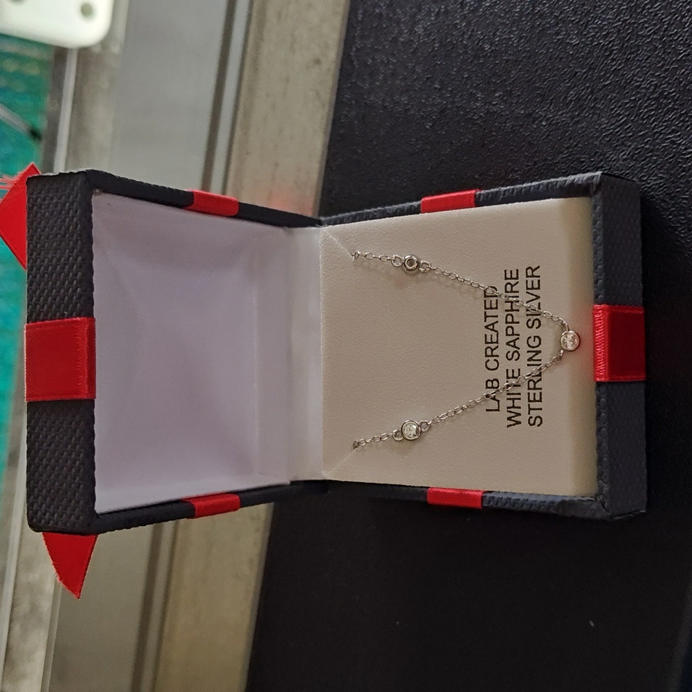 Lab Created White Sapphire Sterling Silver 18" Necklace